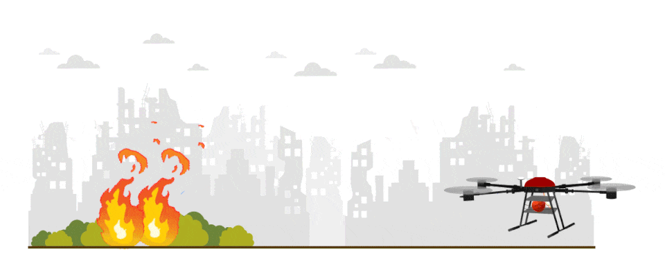Eqviv drone dropping fire extinguishing ball
