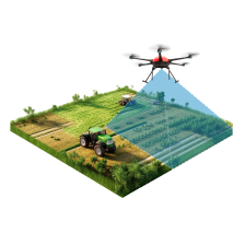 Distant monitoring with drone icon