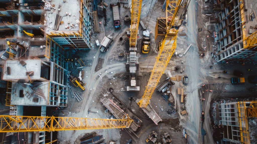 drone image of construction and infrastructure site