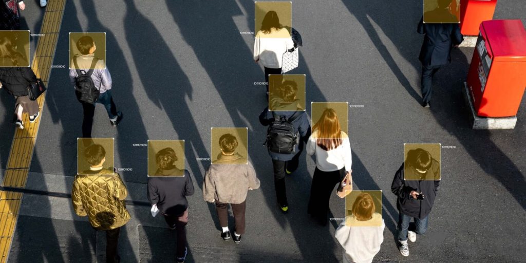 drone camera capturing people head 