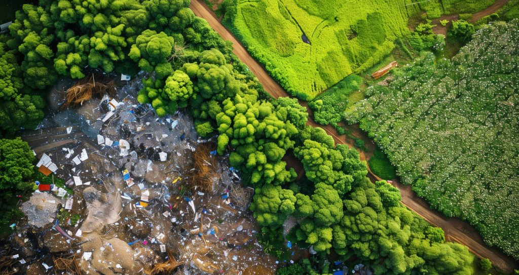 drone image of trees and environment